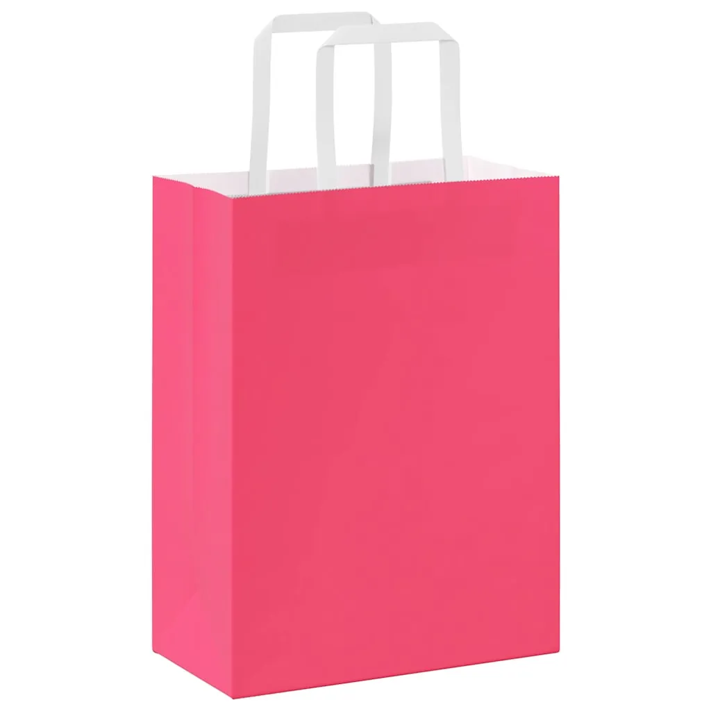 vidaXL Paper Bags 50 pcs with Handles Pink 21x11x28 cm