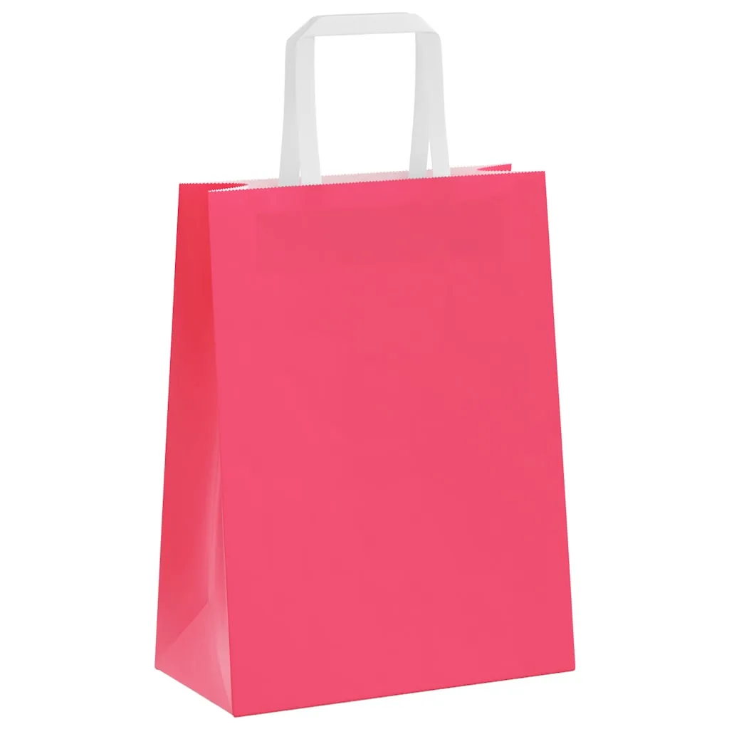 vidaXL Paper Bags 50 pcs with Handles Pink 21x11x28 cm