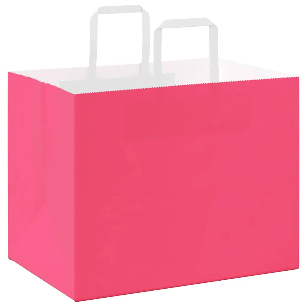 vidaXL Paper Bags 50 pcs with Handles Pink 32x22x24 cm