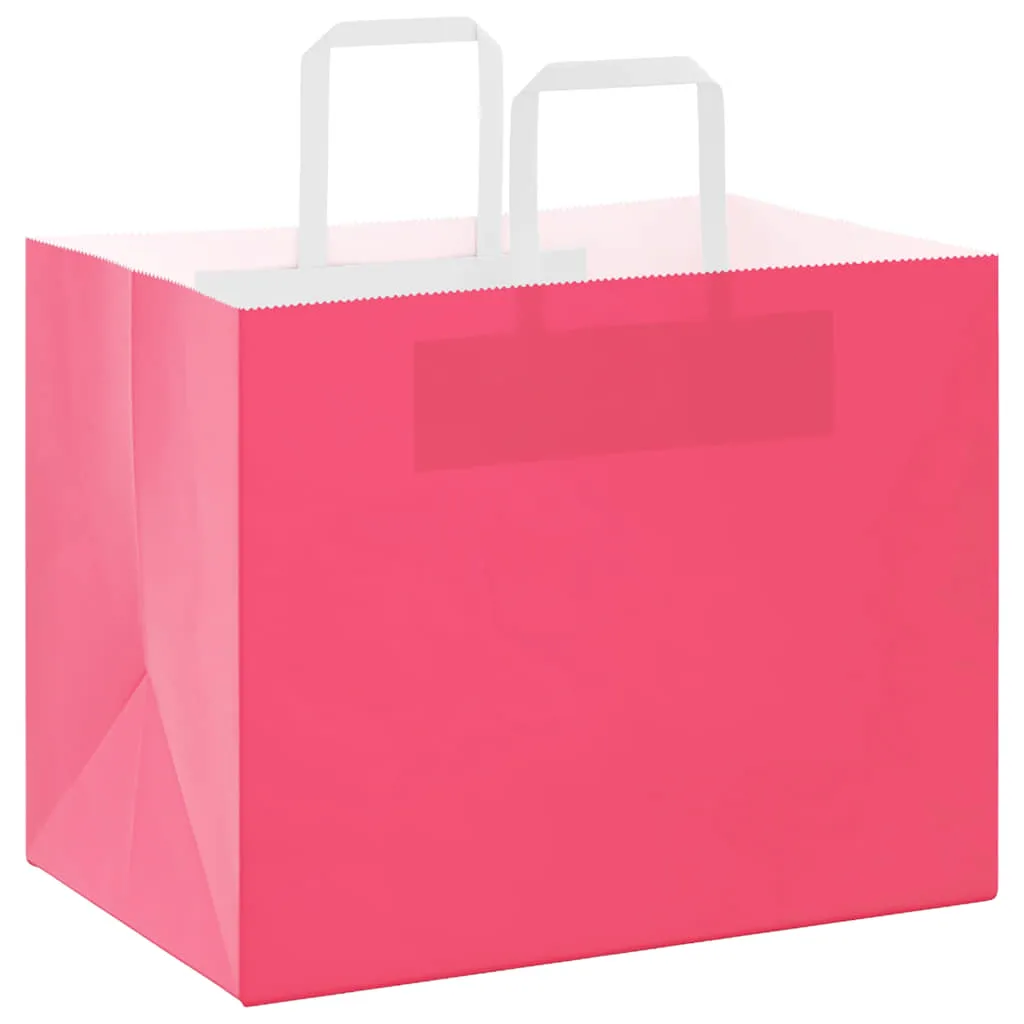 vidaXL Paper Bags 50 pcs with Handles Pink 32x22x24 cm