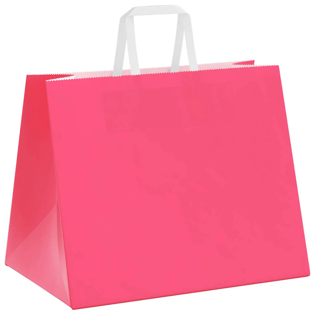 vidaXL Paper Bags 50 pcs with Handles Pink 32x22x24 cm