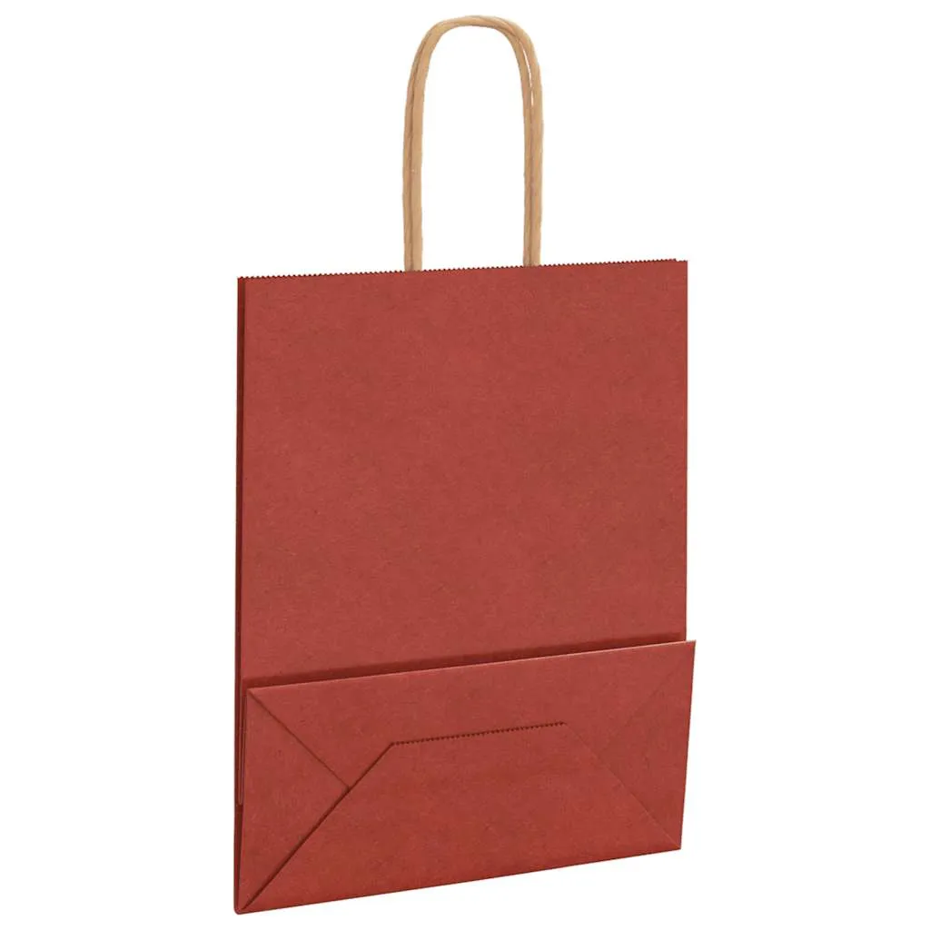 vidaXL Paper Bags 50 pcs with Handles Red 18x8x22 cm