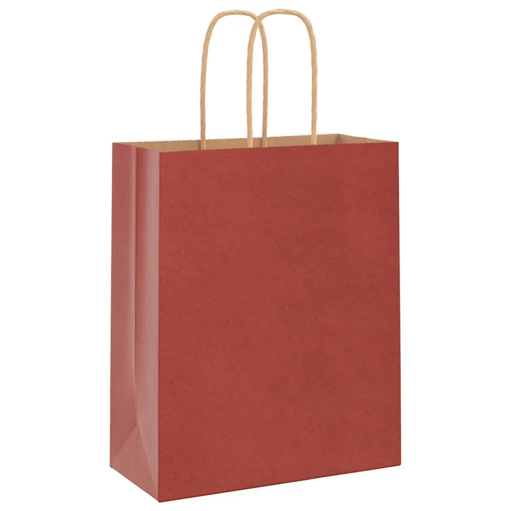 vidaXL Paper Bags 50 pcs with Handles Red 18x8x22 cm