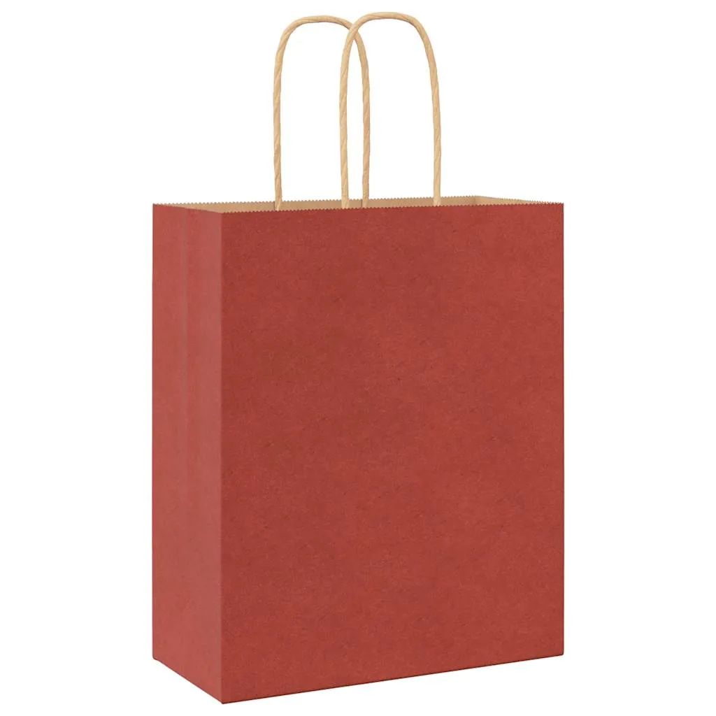 vidaXL Paper Bags 50 pcs with Handles Red 18x8x22 cm