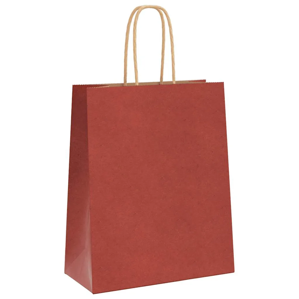 vidaXL Paper Bags 50 pcs with Handles Red 18x8x22 cm