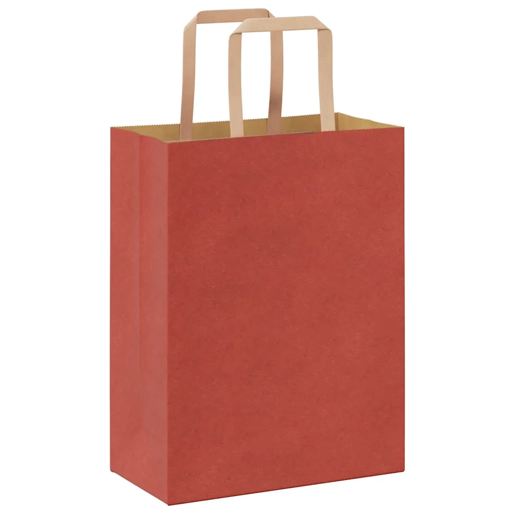 vidaXL Paper Bags 50 pcs with Handles Red 21x11x28 cm