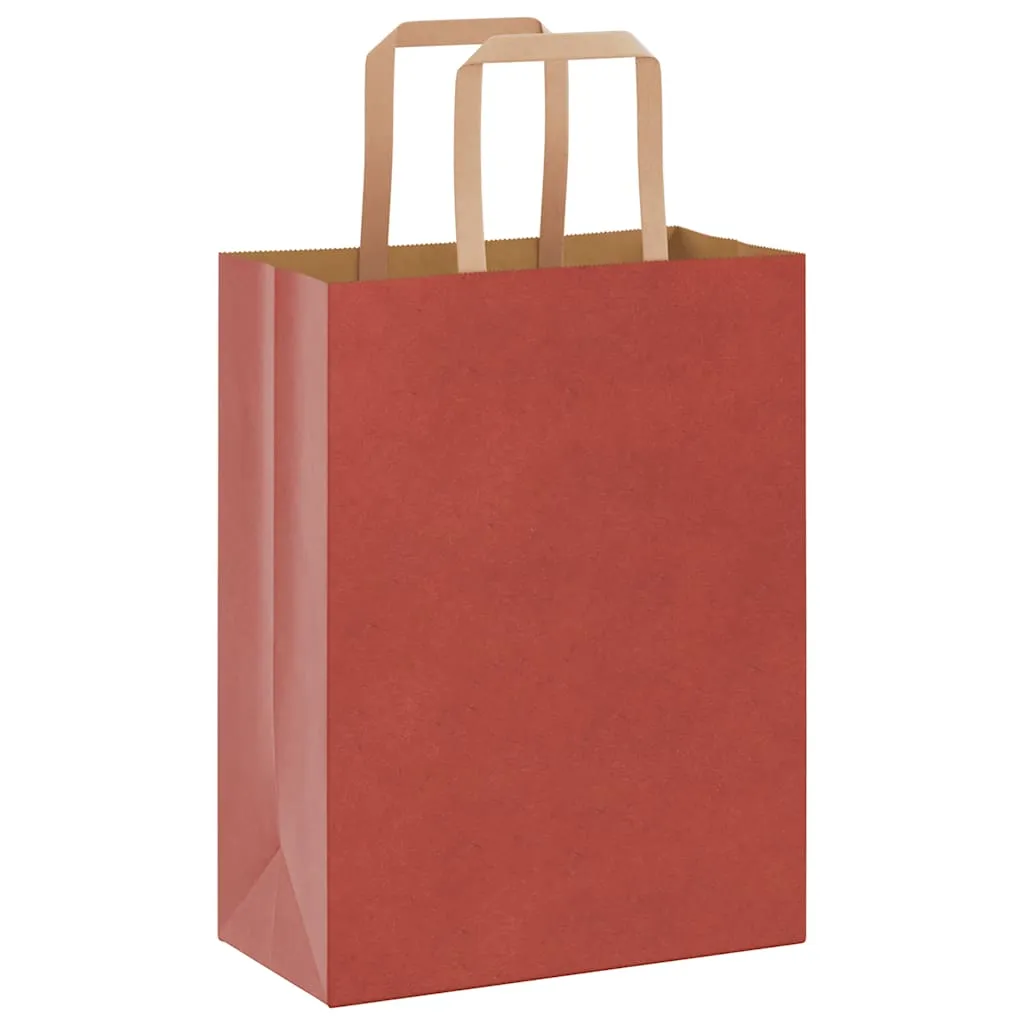 vidaXL Paper Bags 50 pcs with Handles Red 21x11x28 cm