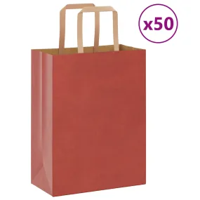 vidaXL Paper Bags 50 pcs with Handles Red 21x11x28 cm