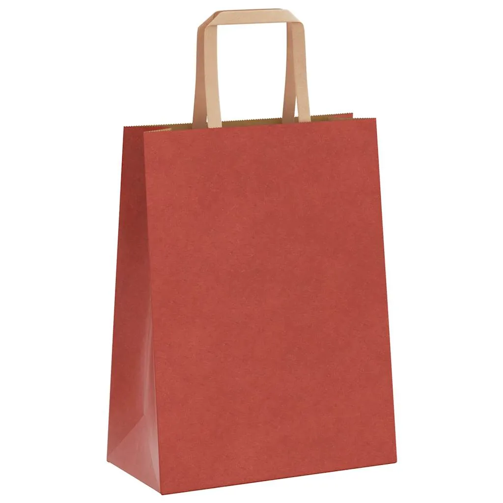 vidaXL Paper Bags 50 pcs with Handles Red 21x11x28 cm