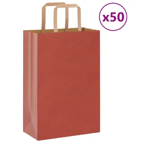 vidaXL Paper Bags 50 pcs with Handles Red 21x11x31 cm