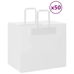 vidaXL Paper Bags 50 pcs with Handles White 32x22x28 cm