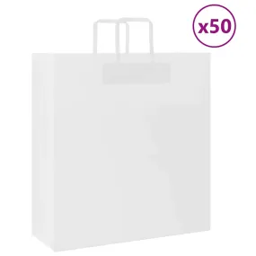 vidaXL Paper Bags 50 pcs with Handles White 45x17x48 cm