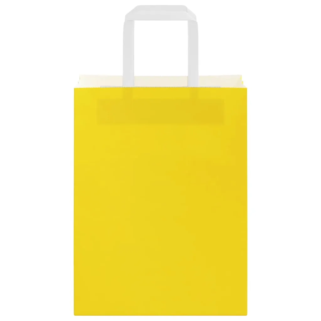 vidaXL Paper Bags 50 pcs with Handles Yellow 21x11x28 cm