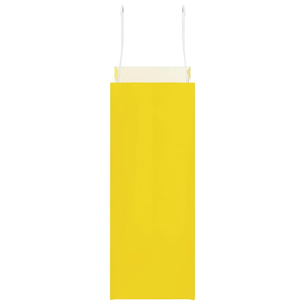 vidaXL Paper Bags 50 pcs with Handles Yellow 21x11x28 cm