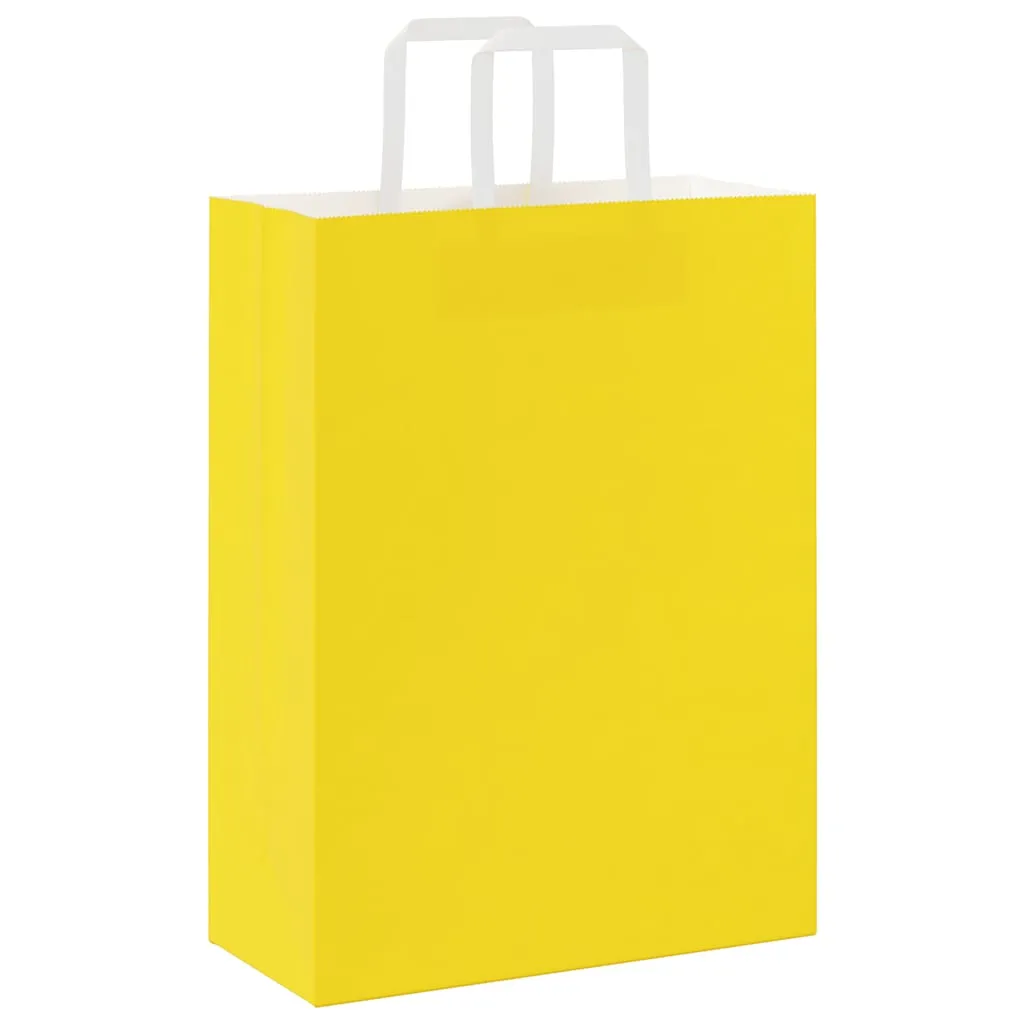 vidaXL Paper Bags 50 pcs with Handles Yellow 26x12x35 cm