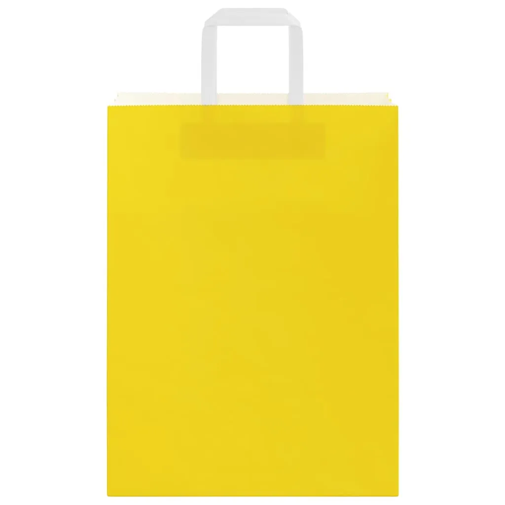 vidaXL Paper Bags 50 pcs with Handles Yellow 26x12x35 cm