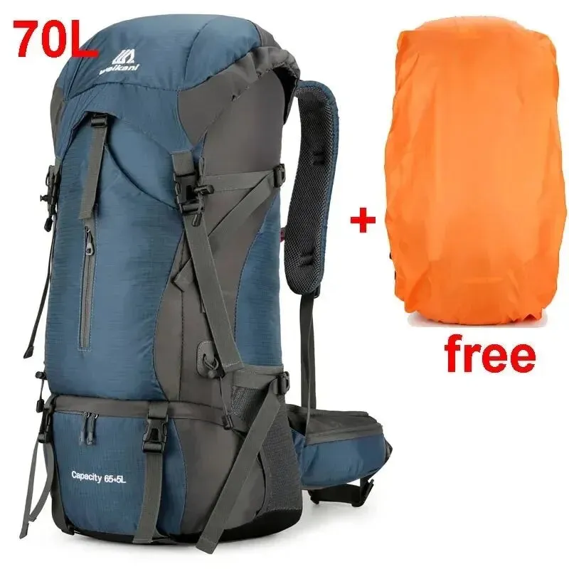 Waterproof Nylon Backpack With Rain Cover Hiking Mountaineering