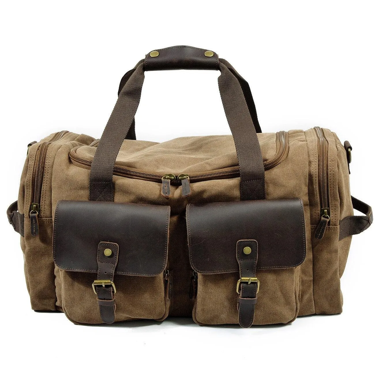 Weekender Outdoor Canvas And Leather Travel Duffel Bag