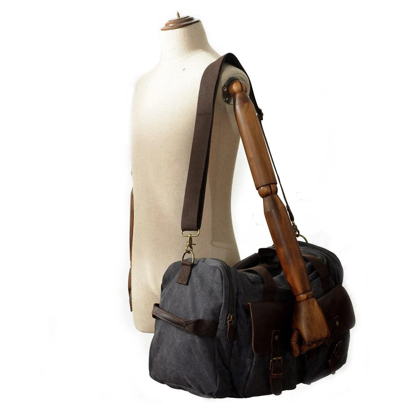 Weekender Outdoor Canvas And Leather Travel Duffel Bag