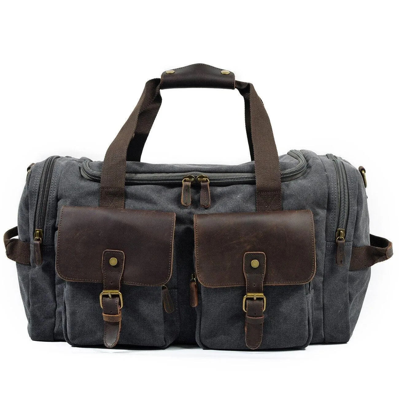 Weekender Outdoor Canvas And Leather Travel Duffel Bag