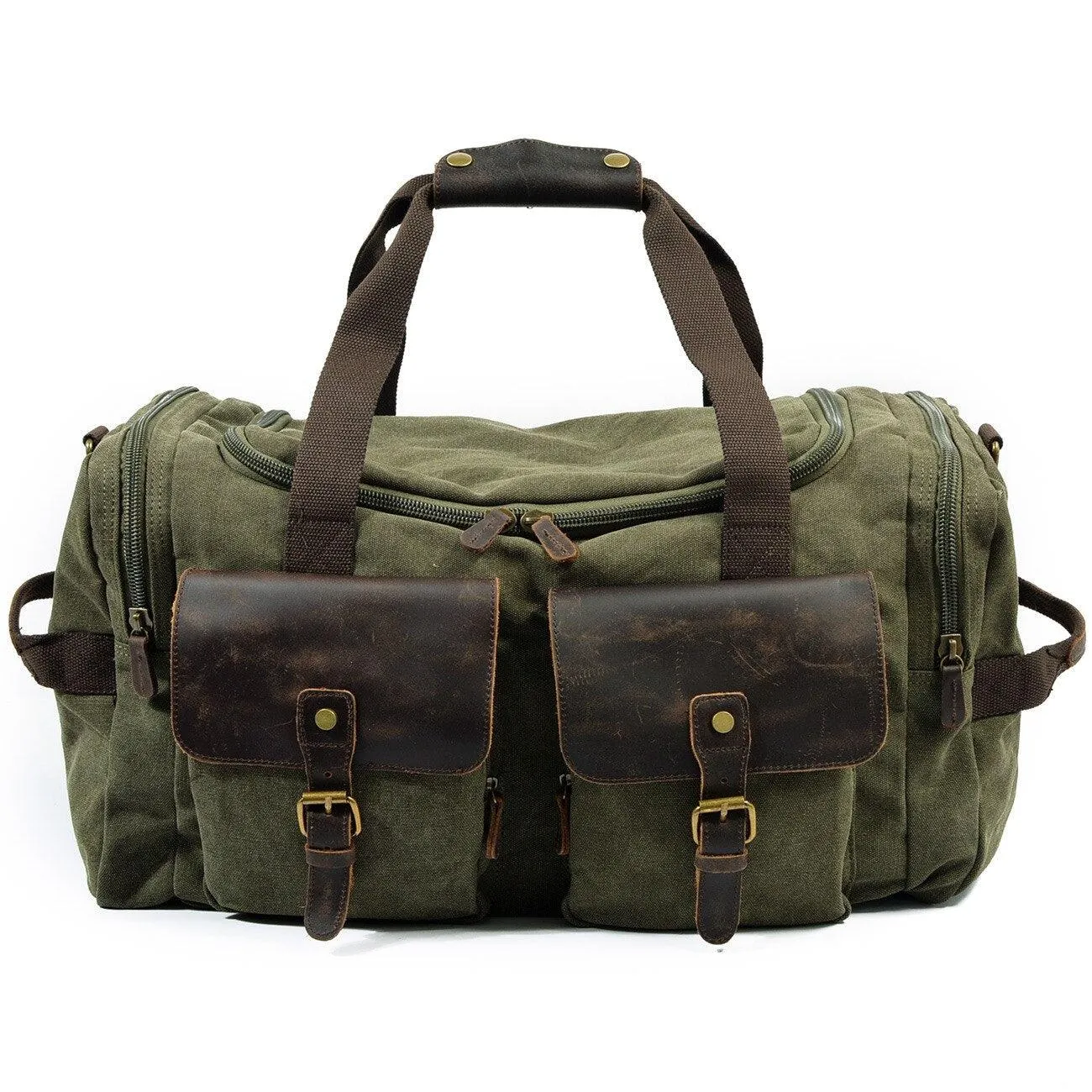 Weekender Outdoor Canvas And Leather Travel Duffel Bag