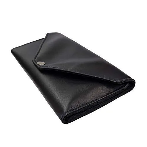 Women's Lambskin Leather Envelope Wallet, Womens Leather Clutch Wallet, Long Wallet with Snap Closure Hand Made in USA