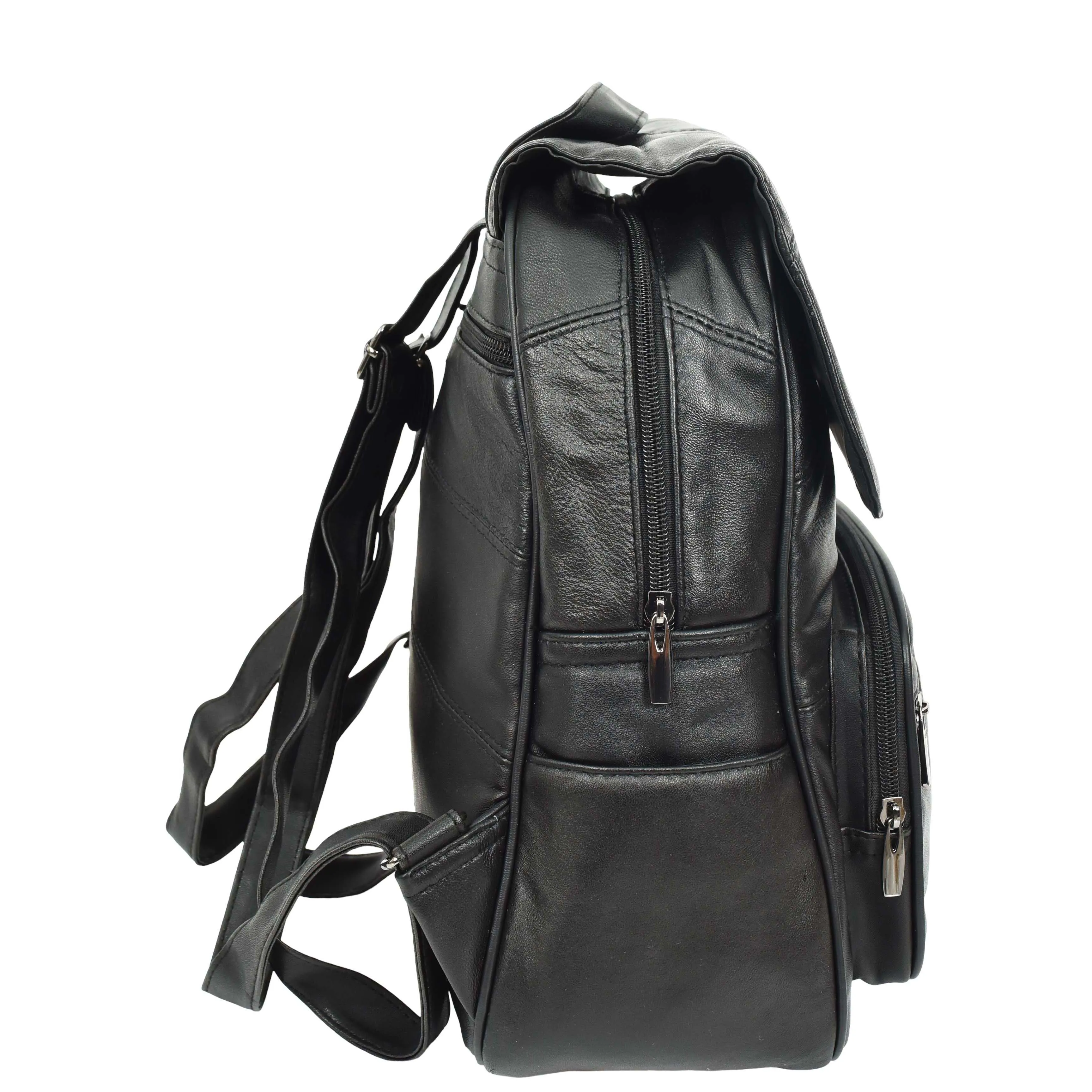 Womens Leather Backpack Soft Casual Rucksack Daypack A970 Black