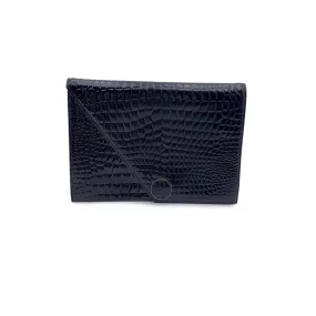 Yves Saint Laurent Vintage Black Embossed Asymmetric Clutch Bag