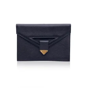 Yves Saint Laurent Vintage Black Leather Flap Clutch Bag Handbag