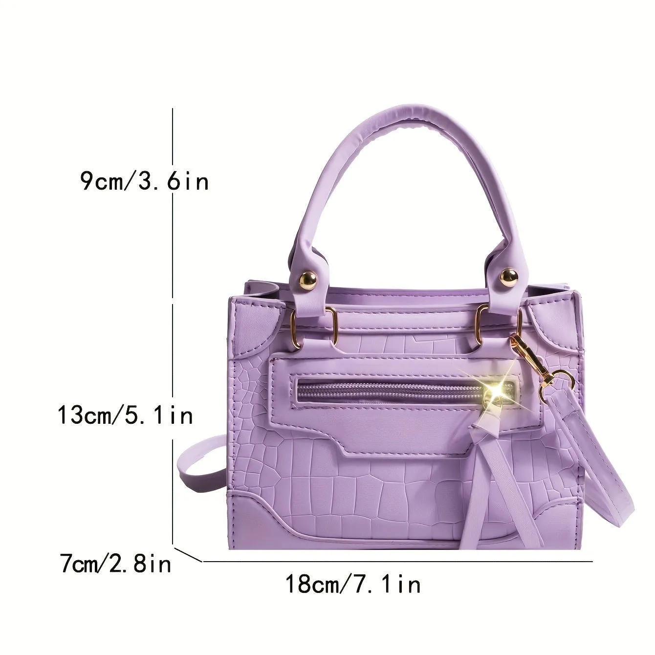 Zipper Front Pocket Top Handle Crossbody Women's Handbags